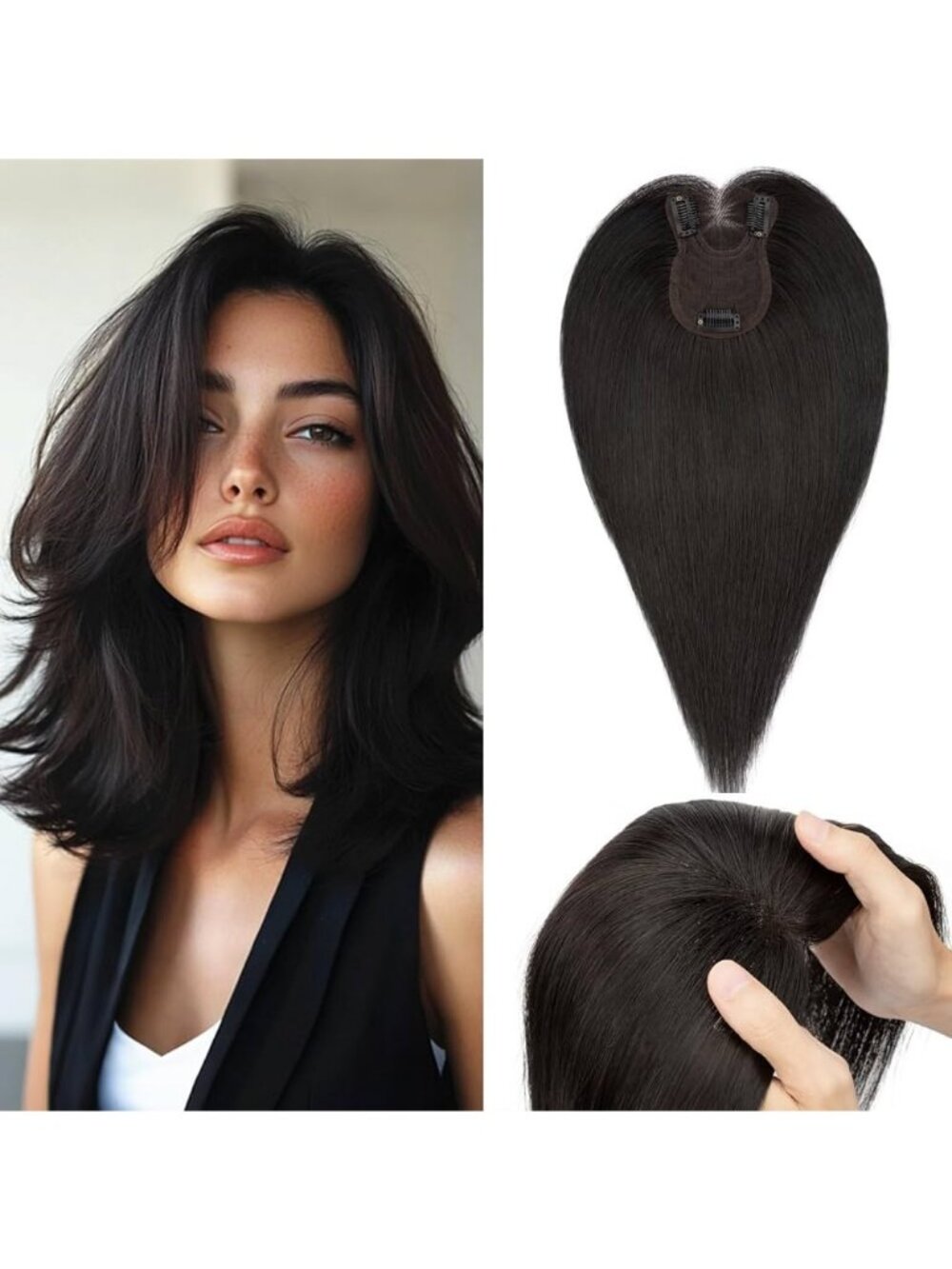 Rich Choices Clip-In Hair Topper With Natural Black Human Hair For Women